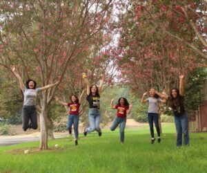 Ramona Convent students jumping for joy